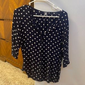 Dress Casual 3/4 sleeve dark blue with light tan spots